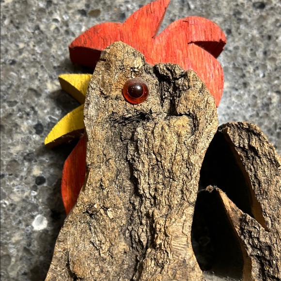 Handmade Chicken rooster wood bark kitchen decoration